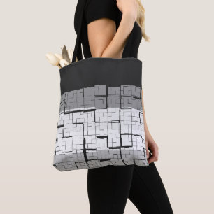 Bolso De Tela Patrón gris blanco negro de Guay