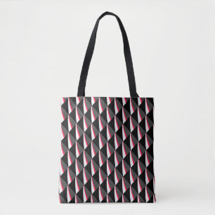 Bolso De Tela Patrón gris blanco negro rojo