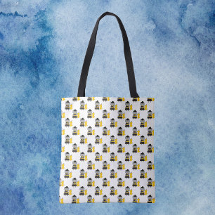 Bolso De Tela Patrón gris gato negro amarillo Guardia de Color