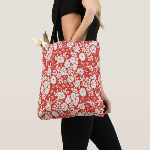 Bolso De Tela Patrón gris margarita de flores