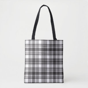Bolso De Tela Patrón gris y blanco de plaqueta