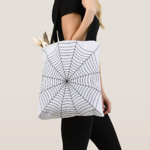 Bolso De Tela Patrón Halloween de telaraña blanca y negra
