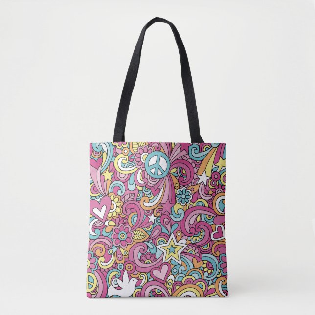 Bolso De Tela Patrón Hippie brillante (Anverso)