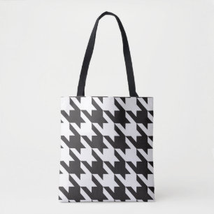 Bolso De Tela Patrón Houndstap negro y blanco
