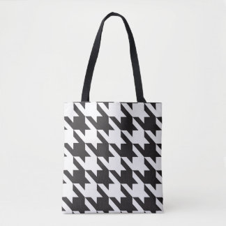 Bolso De Tela Patrón Houndstap negro y blanco