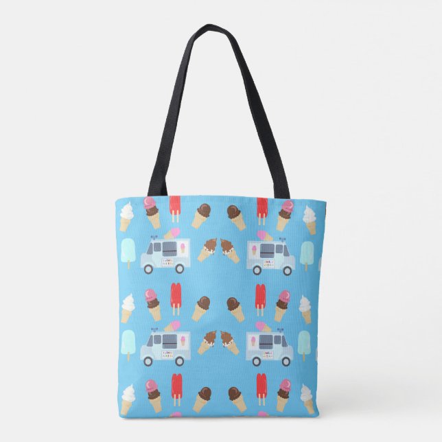 Bolso De Tela Patrón Ilustrado Adorable Ice Cream Truck (Reverso)