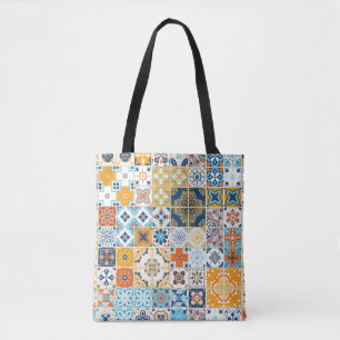 Bolso De Tela Patrón incomparable con azulejos portugueses. ilu