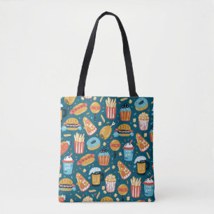 Bolso De Tela patrón incomparable de Iconos de comida rápida. Re
