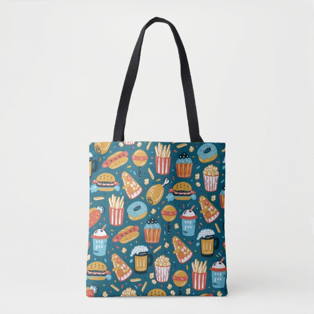 Bolso De Tela patrón incomparable de Iconos de comida rápida. Re (Anverso)