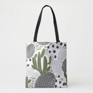Bolso De Tela patrón ininterrumpido con cactus sobre fondo blanc
