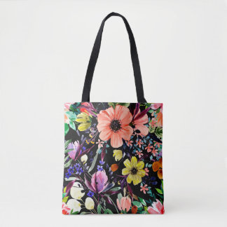 Bolso De Tela Patrón ininterrumpido de acuarela floral. Diferent