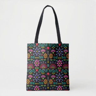 Bolso De Tela Patrón ininterrumpido de arte folclórico mexicano,