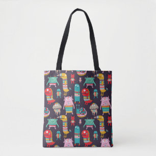 Bolso De Tela Patrón ininterrumpido de monstruos divertidos