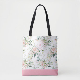 Bolso De Tela Patrón ininterrumpido de rosas pálidas estéticas