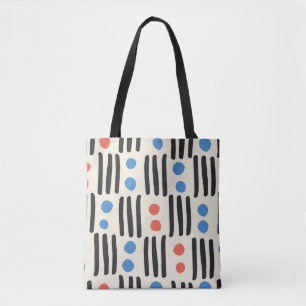 Bolso De Tela Patrón ininterrumpido moderno con rayas y puntos e