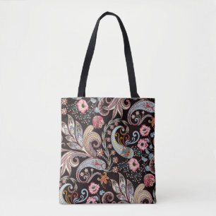 Bolso De Tela Patrón inmaculado con colorido paisley floral
