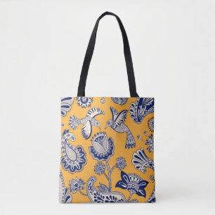 Bolso De Tela Patrón inmaculado decorativo vintage con aves, pa