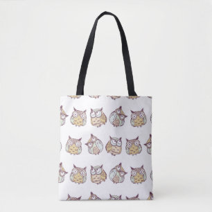 Bolso De Tela patrón inmaculado vintage con búhos lindos