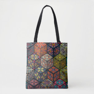 Bolso De Tela Patrón inoxidable de vintage colorido con floral y