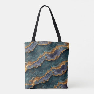 Bolso De Tela Patrón interior de roca púrpura y Verde azulada