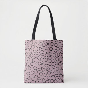 Bolso De Tela Patrón irregular de círculo negro sobre rosa