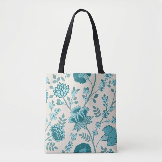 Bolso De Tela Patrón jacobeo floral Lg en crema (Anverso)