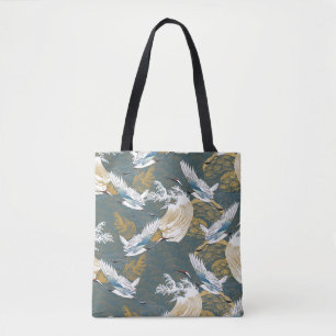 Bolso De Tela Patrón japonés de aves de gránulas vintage