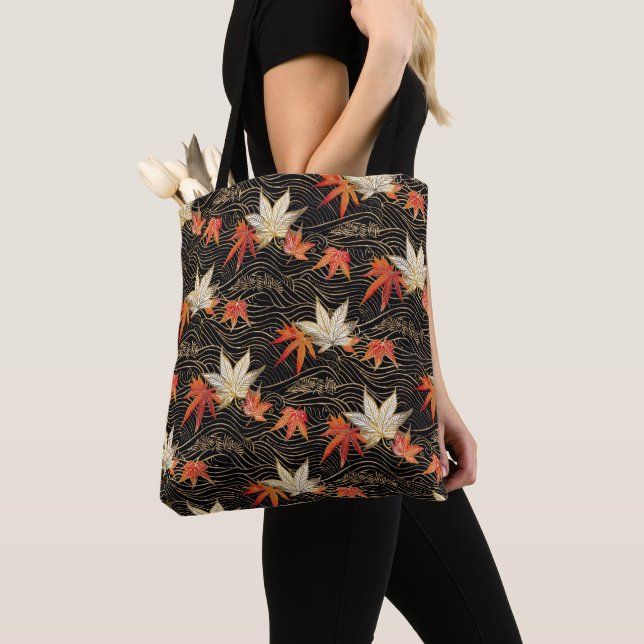 Bolso De Tela Patrón japonés de hojas de maple Chiyogami (Detalle)