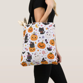 Bolso De Tela Patrón Kawaii de Halloween con Calabazas Adorables