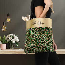 Bolso De Tela Patrón leopardo marca de oro verde esmeralda