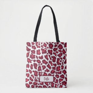 Bolso De Tela Patrón Leopardo Rojo