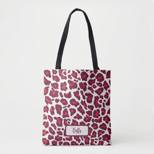 Bolso De Tela Patrón Leopardo Rojo (Anverso)
