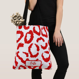 Bolso De Tela Patrón Leopardo Rojo
