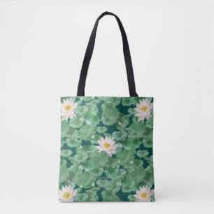 Bolso De Tela Patrón Lotus Lagoon - El Lotus blanco