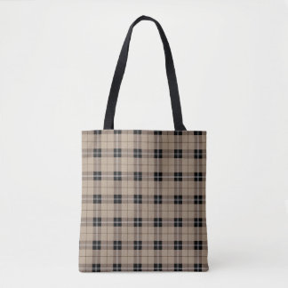 Bolso De Tela Patrón marrón/tartán de diseño y negro