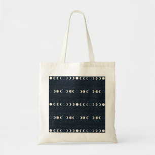 Bolso De Tela Patrón minimalista de fases lunares con estrellas 