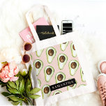 Bolso De Tela Patrón Moderno De Aguacate Rosa Y Verde Con Nombre<br><div class="desc">Patrón Moderno De Aguacate Rosa Y Verde Con Nombre</div>