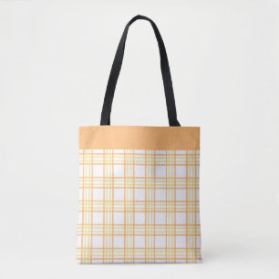 Bolso De Tela Patrón Moderno de Cuadro Escocés Naranja Amarillo