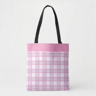 Bolso De Tela Patrón Moderno de Cuadro Escocés Rosa Púrpura