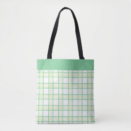 Bolso De Tela Patrón Moderno de Cuadro Verde Lima Preppy