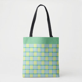 Bolso De Tela Patrón Moderno de Cuadros Azul Verde Lima