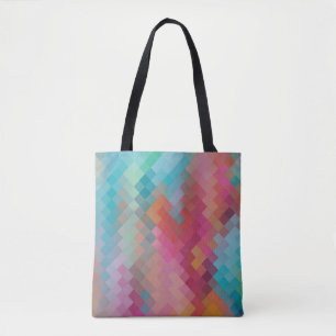 Bolso De Tela Patrón moderno de diamante geométrico colorido #20