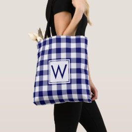 Bolso De Tela Patrón moderno de Gingham azul y blanco