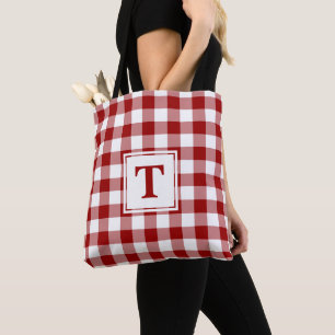 Bolso De Tela Patrón moderno de Gingham rojo y blanco