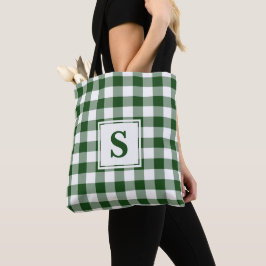 Bolso De Tela Patrón moderno de Gingham verde y blanco