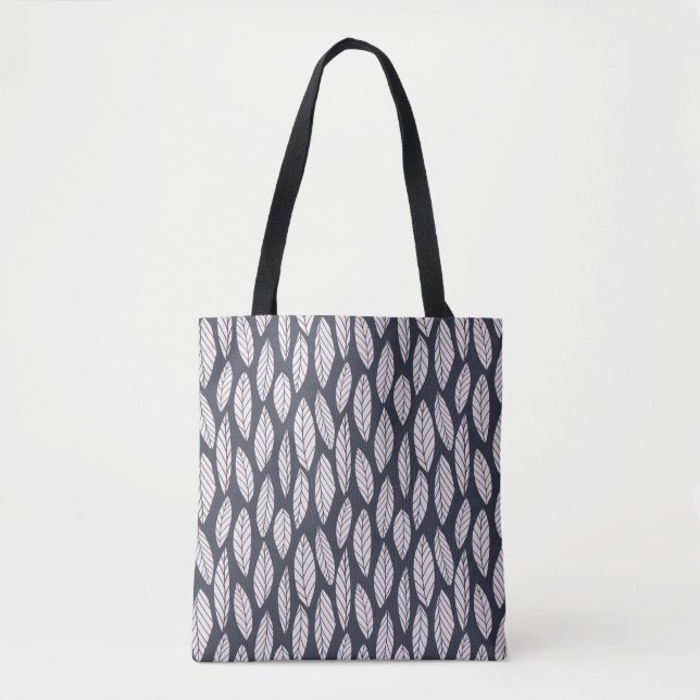 Bolso De Tela Patrón moderno de hoja azul y blanca (Anverso)