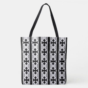 Bolso De Tela Patrón moderno de plata y negro