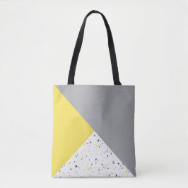 Bolso De Tela Patrón moderno geométrico amarillo gris Terrazzo