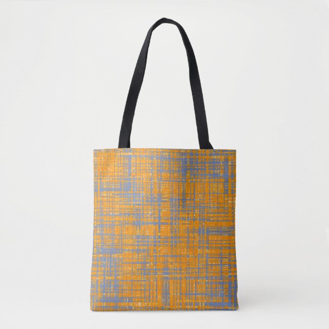 Bolso De Tela Patrón moderno gris amarillo naranja (Anverso)