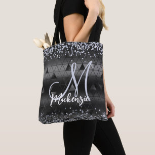 Bolso De Tela Patrón monogramado de Purpurina de glamour negro d